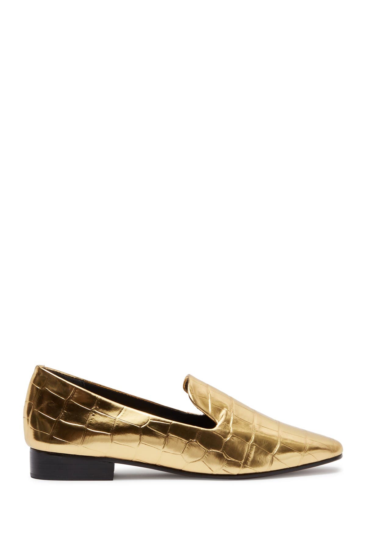 Schutz Flor Metallic Croc Embossed Leather Loafer, Alternate, color, 