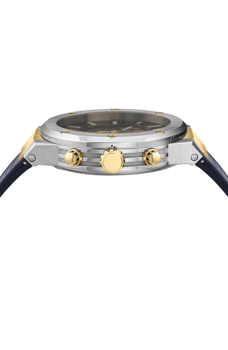 FERRAGAMO F-80 Silicone Strap Chronograph Watch, 42mm, Alternate, color, Stainless Steel