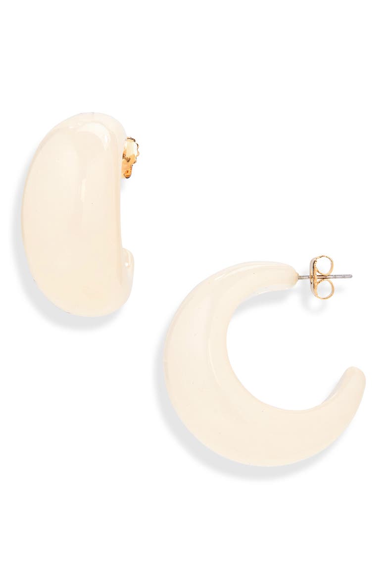 Puffy Resin Hoop Earrings, Main, color, IVORY
