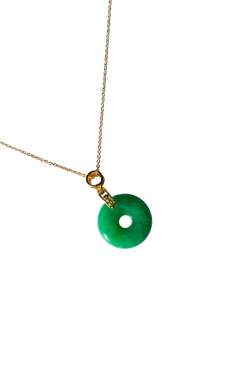 Seree Donut Green Jade Pendant Necklace In Green