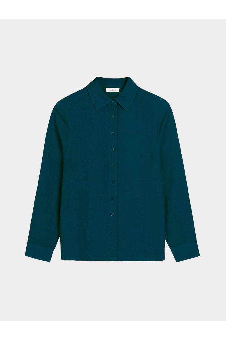 Relaxed Fit Long Sleeve Linen Shirt, Alternate, color, Marine Navy