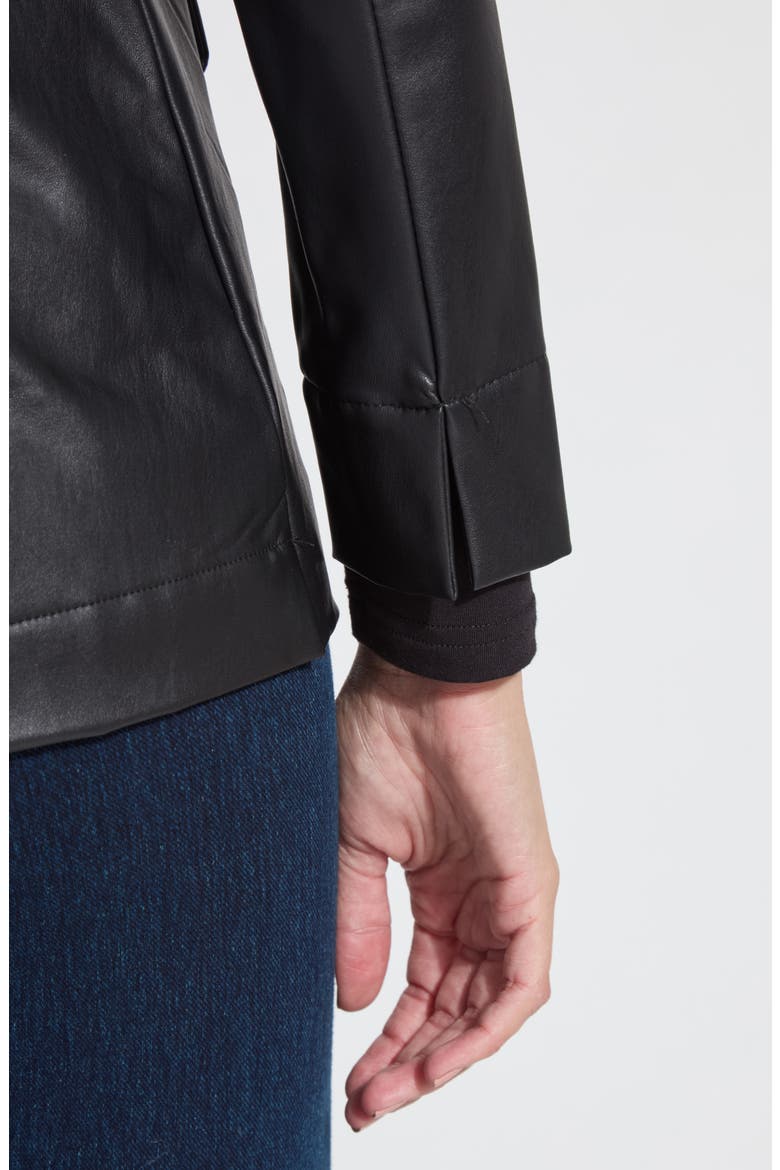 'Lyssentials Faux Leather Blazer, Alternate, color, BLACK