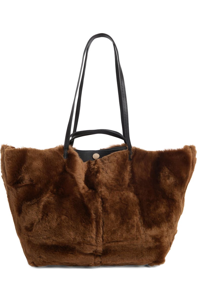 AllSaints Hannah Genuine Shearling Tote, Main, color,