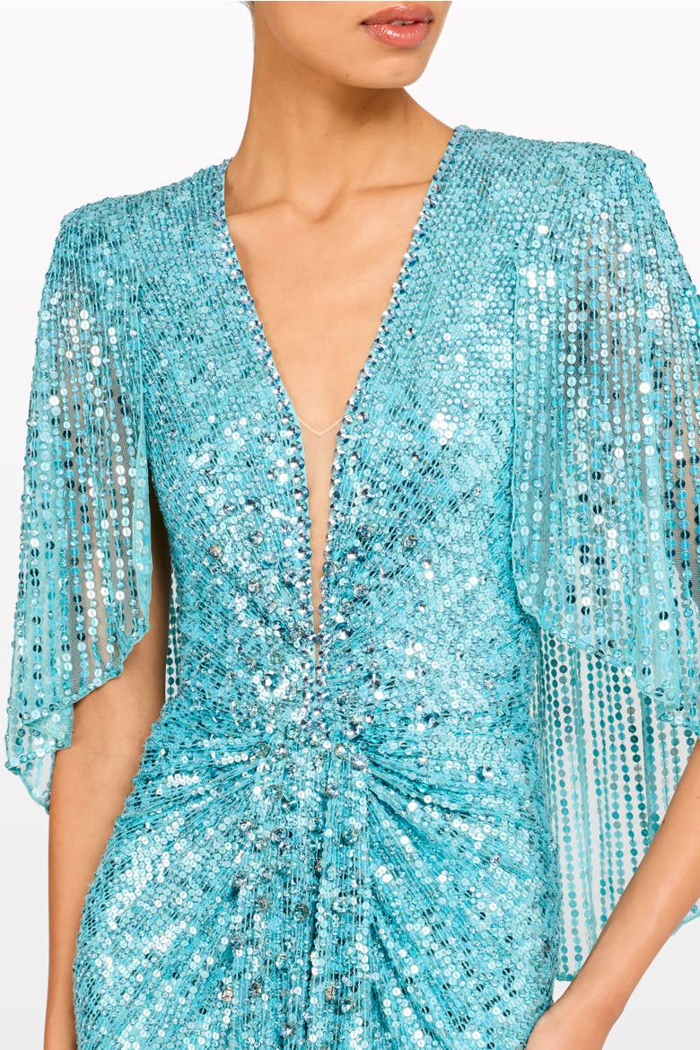 Carrie Sequin Embellished Dress, Alternate, color, Light Turquoise