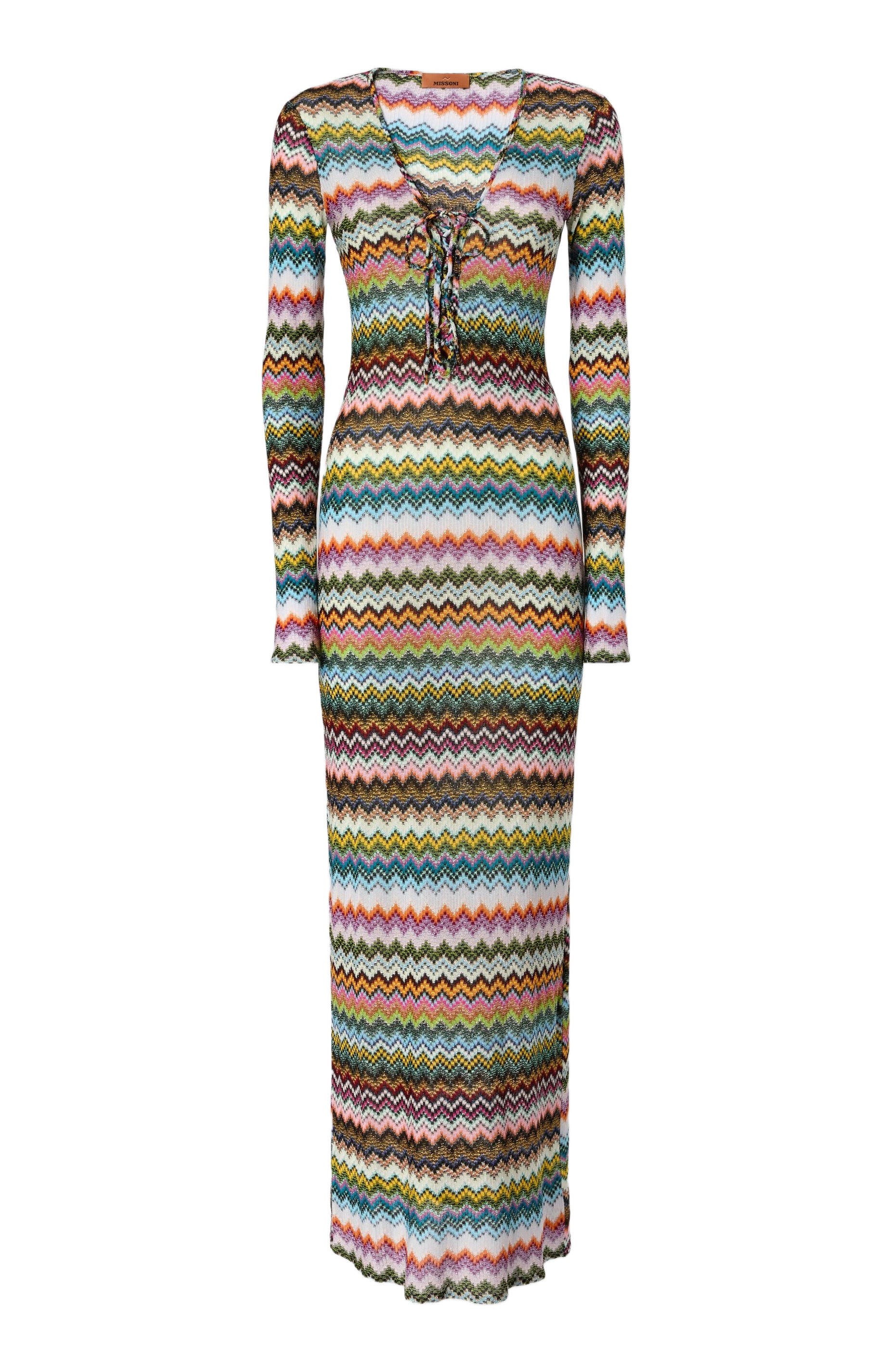 Long Cover-up In Lame Viscose With Pixel-effect Zigzag Pattern - image 2