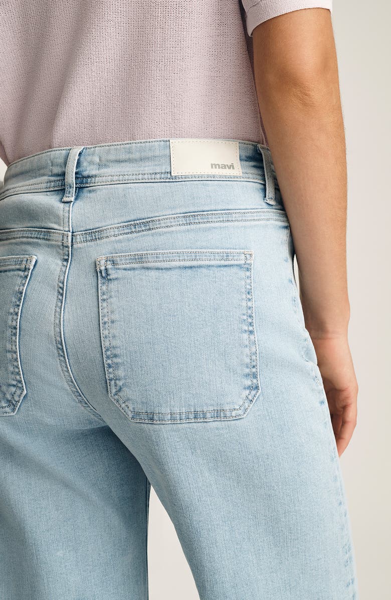 Mavi Jeans Paloma Marine Patch Pocket High Waist Raw Hem Wide Leg Jeans, Alternate, color, Bleached Flex Blue