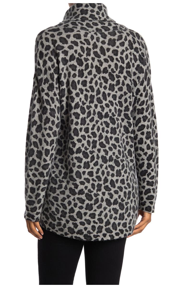Magaschoni Leopard Print Turtleneck Cashmere Sweater, Alternate, color,