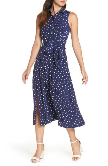 1901 Polka Dot Midi Shirtdress In Multi