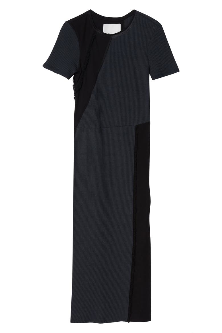 Ribbed Asymmetrical T-Shirt Dress, Main, color, MIDNIGHT