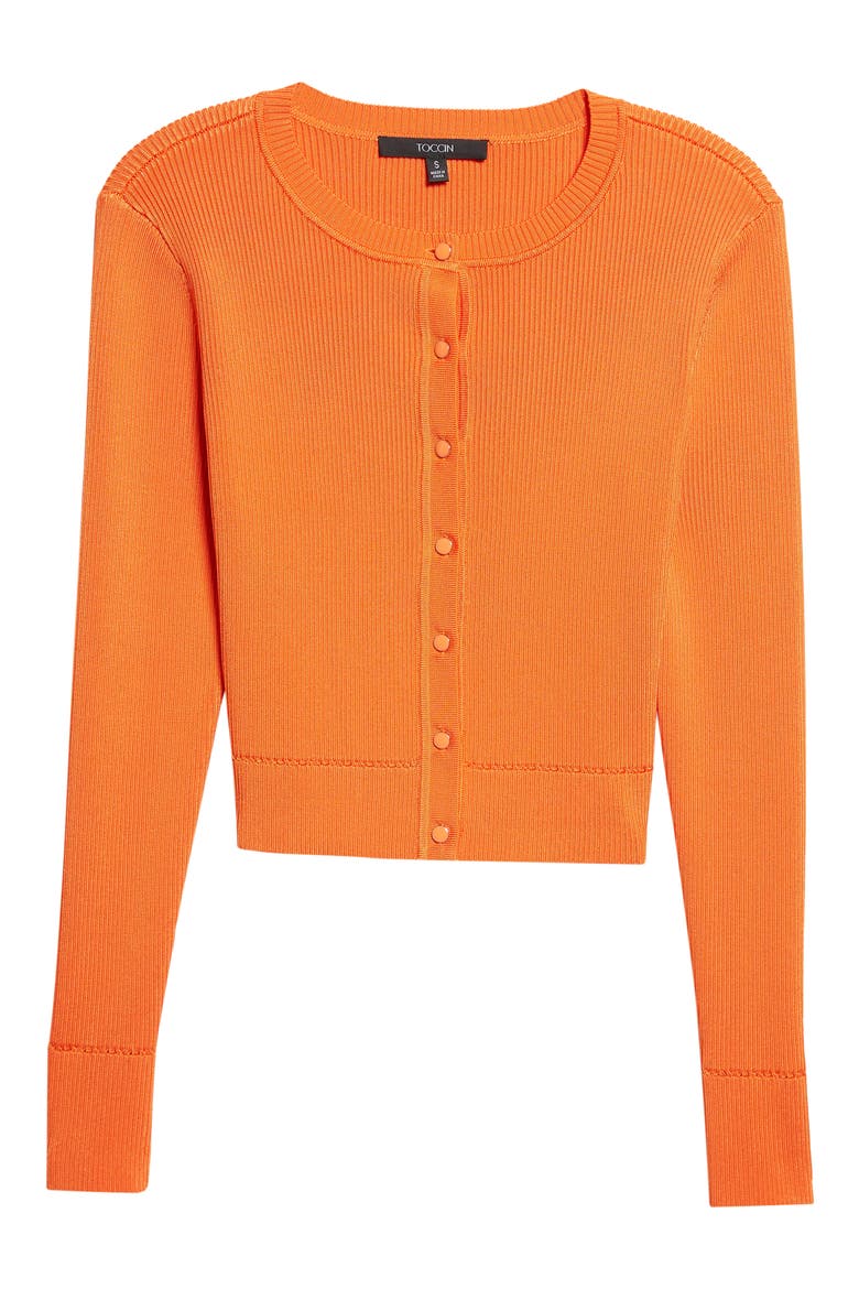 Zoe Crop Fitted Cardigan, Alternate, color, FLAME