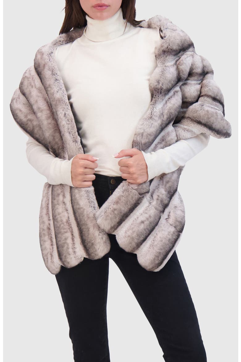 Fur-Free Chinchilla (Faux Fur) Stole, Alternate, color, GRAY CHINCH
