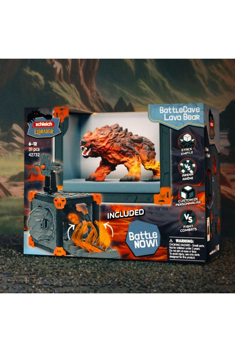 Eldrador Creatures, BattleCave Lava Bear, 31 Piece Combat Toy Playset, Alternate, color, Multicolored