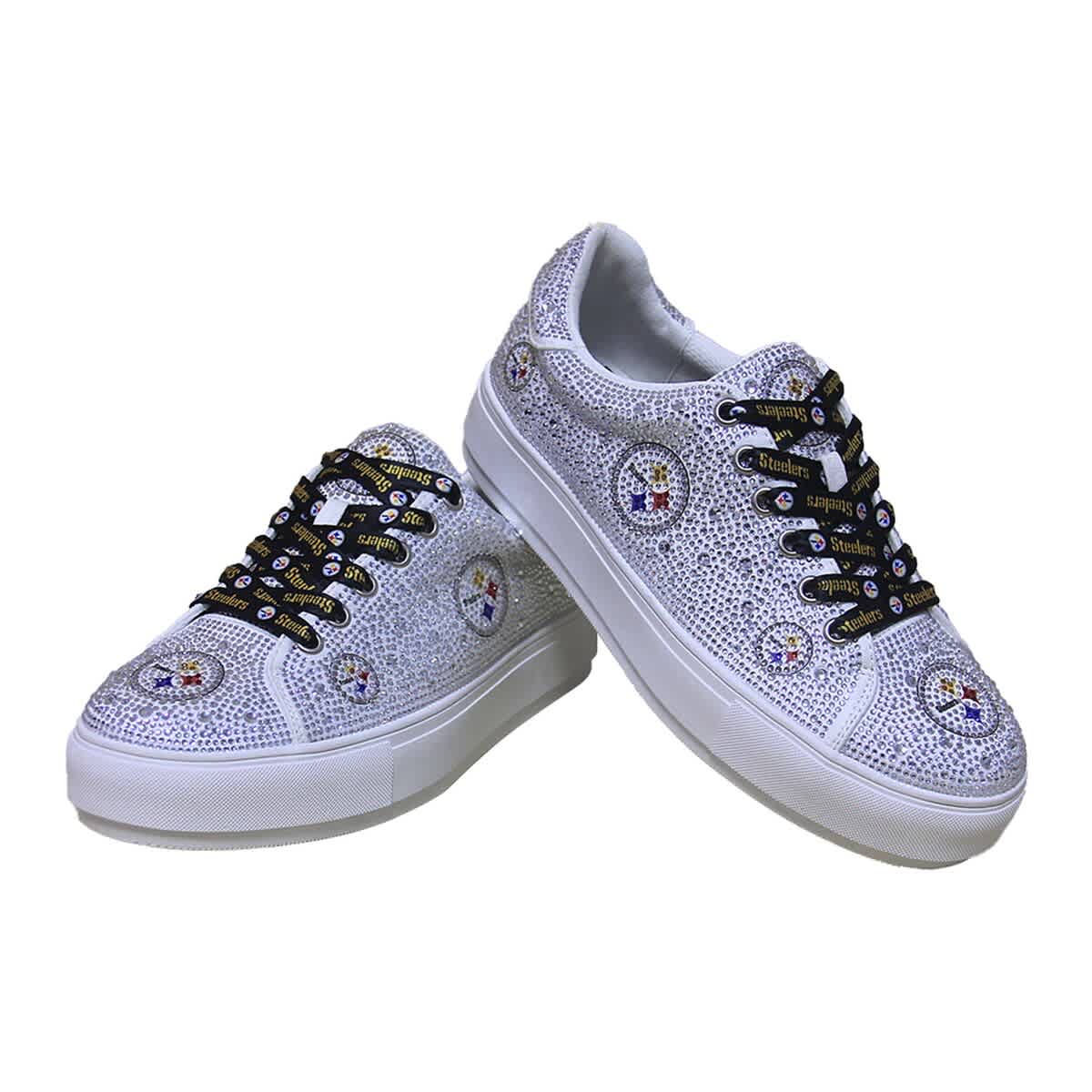 CUCE Women's Cuce White Pittsburgh Steelers Crystal Team Logo Sneakers, Alternate, color, 