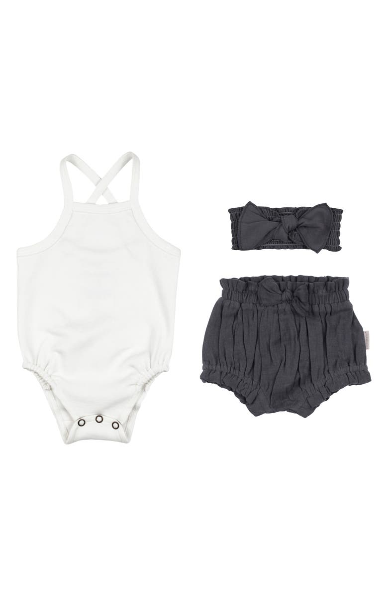 L'ovedbaby Organic Cotton Bodysuit, Bloomers & Headband Set, Main, color, 
