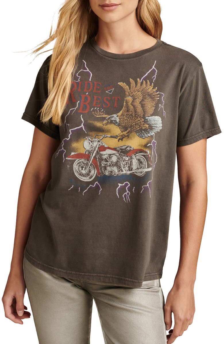 Lucky Brand Ride the Best Eagle Moto Graphic T-Shirt, Main, color,