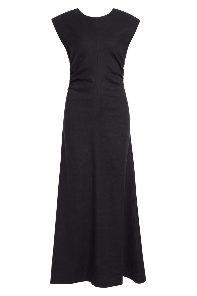 Mira Stretch Linen Blend Twill Dress, Alternate, color, BLACK