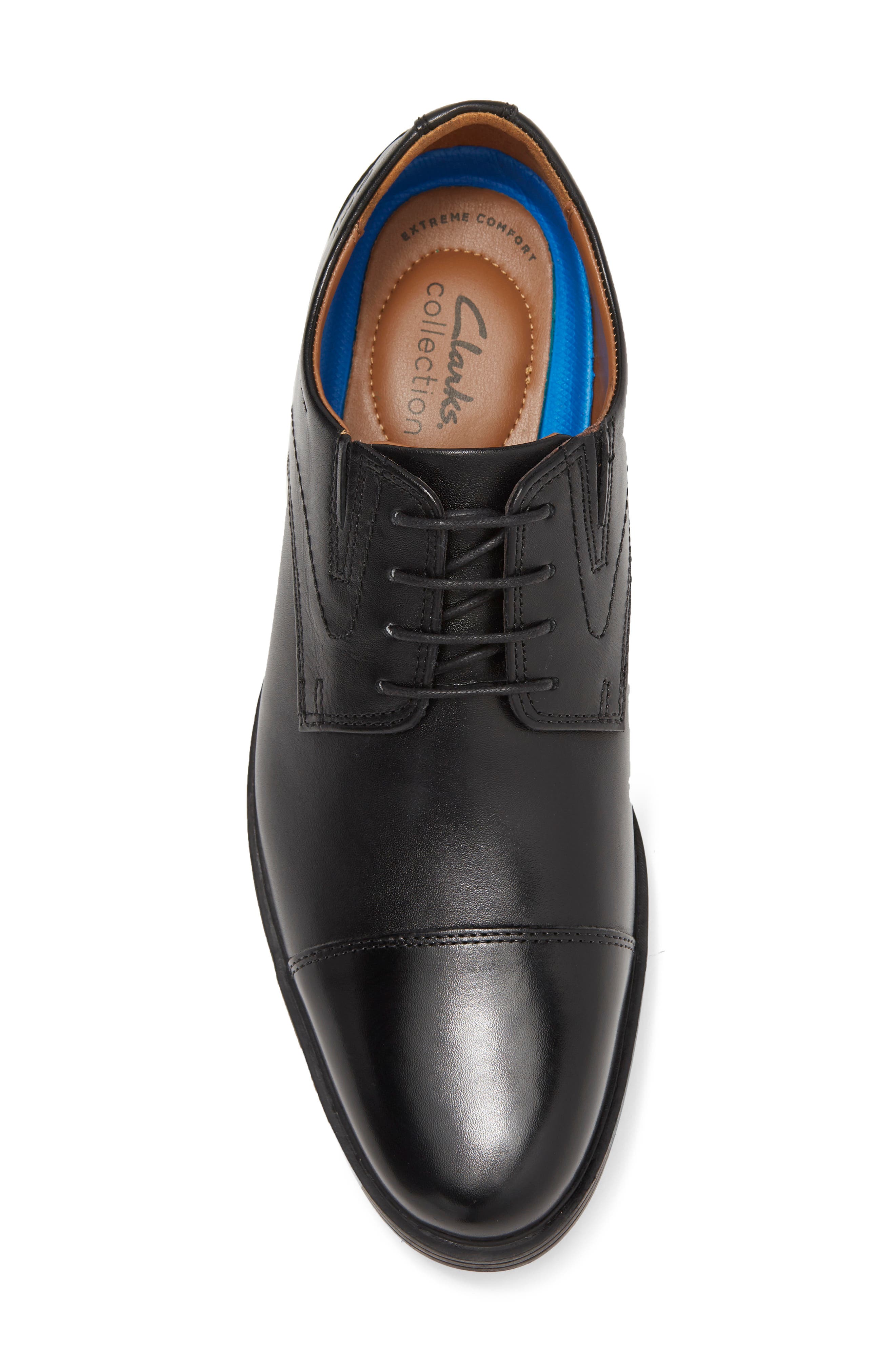 Clarks<sup>®</sup> Whiddon Cap Toe Oxford - Wide Width Available, Alternate, color, Black Leat