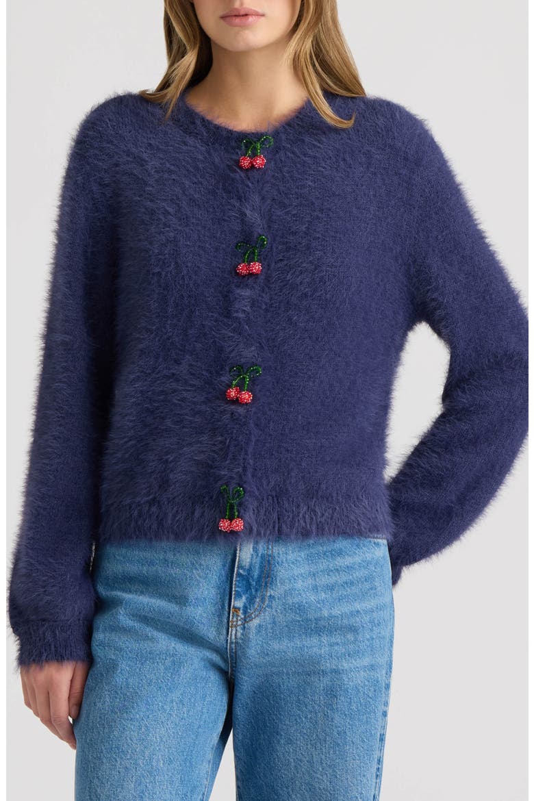 Cherry Front Cardigan, Main, color, DENIM BLUE