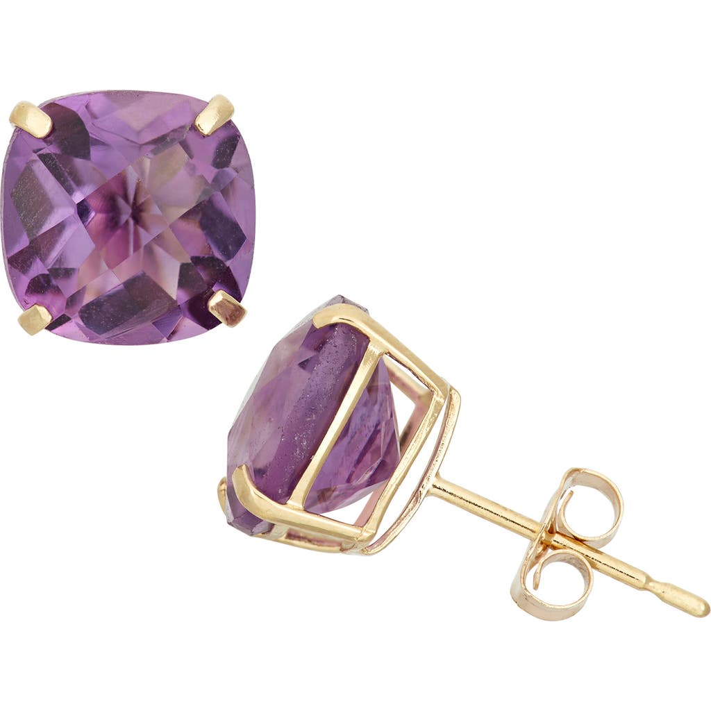 Fzn 10k Gold Solitaire Garnet Stud Earrings
