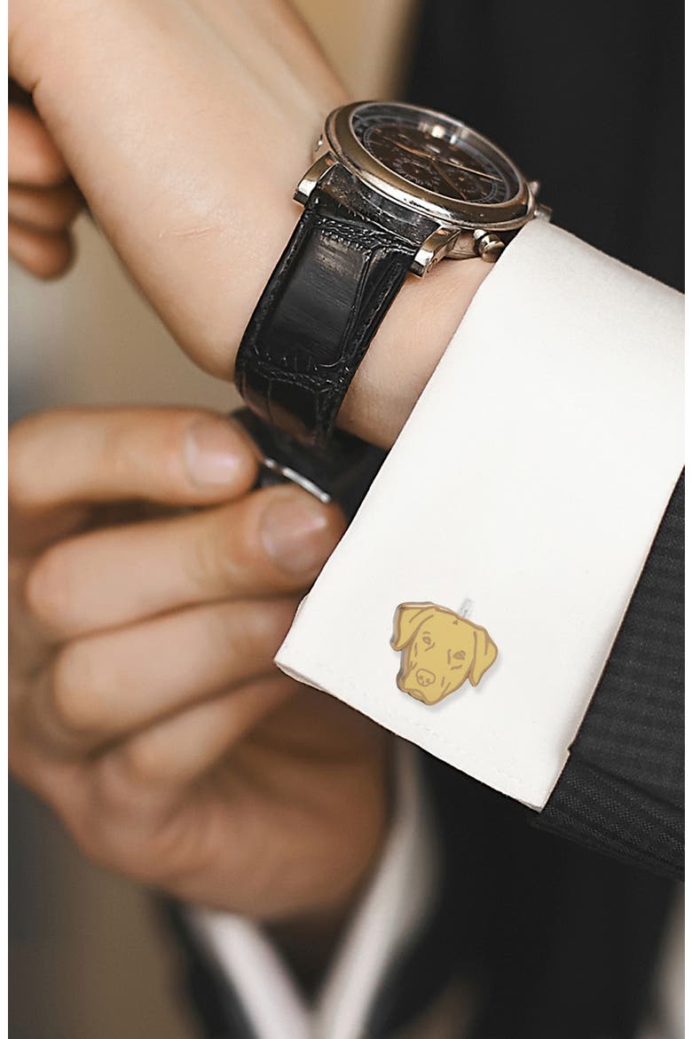 Yellow Labrador Cuff Links, Alternate, color, GOLD