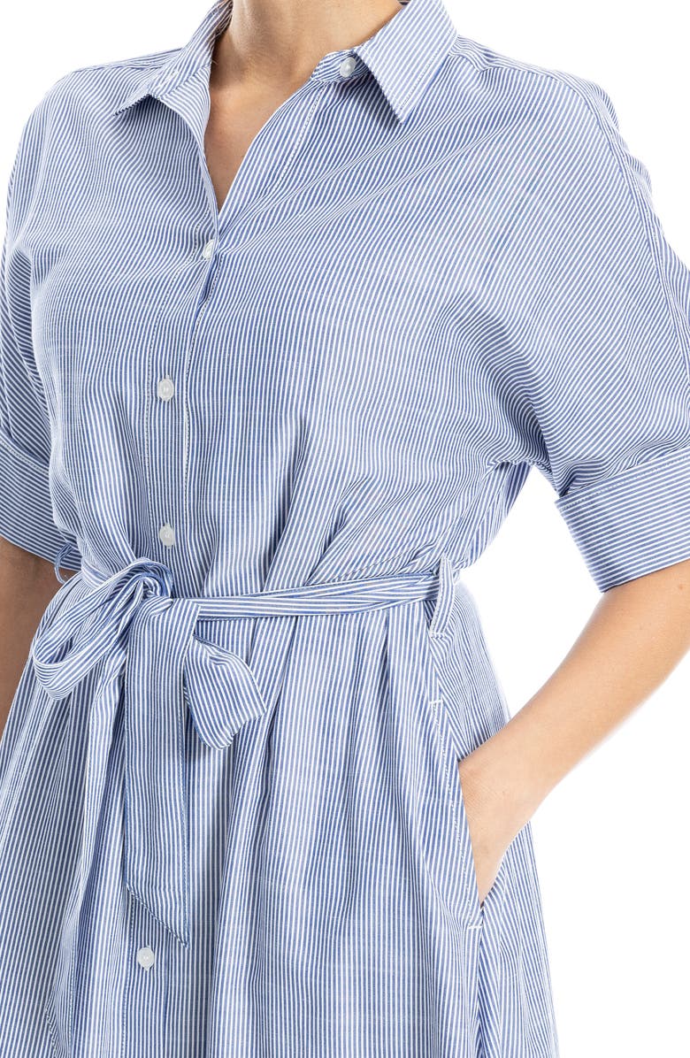 MAX STUDIO Stripe Short Sleeve Maxi Shirtdress, Alternate, color, Indigo/ Off White