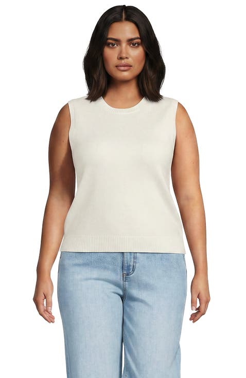 Plus Size Cashtouch Crew Neck Vest Sweater