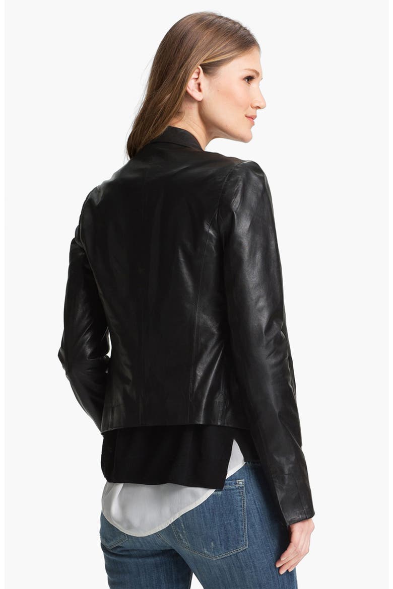 Leather Blazer, Alternate, color, BLACK