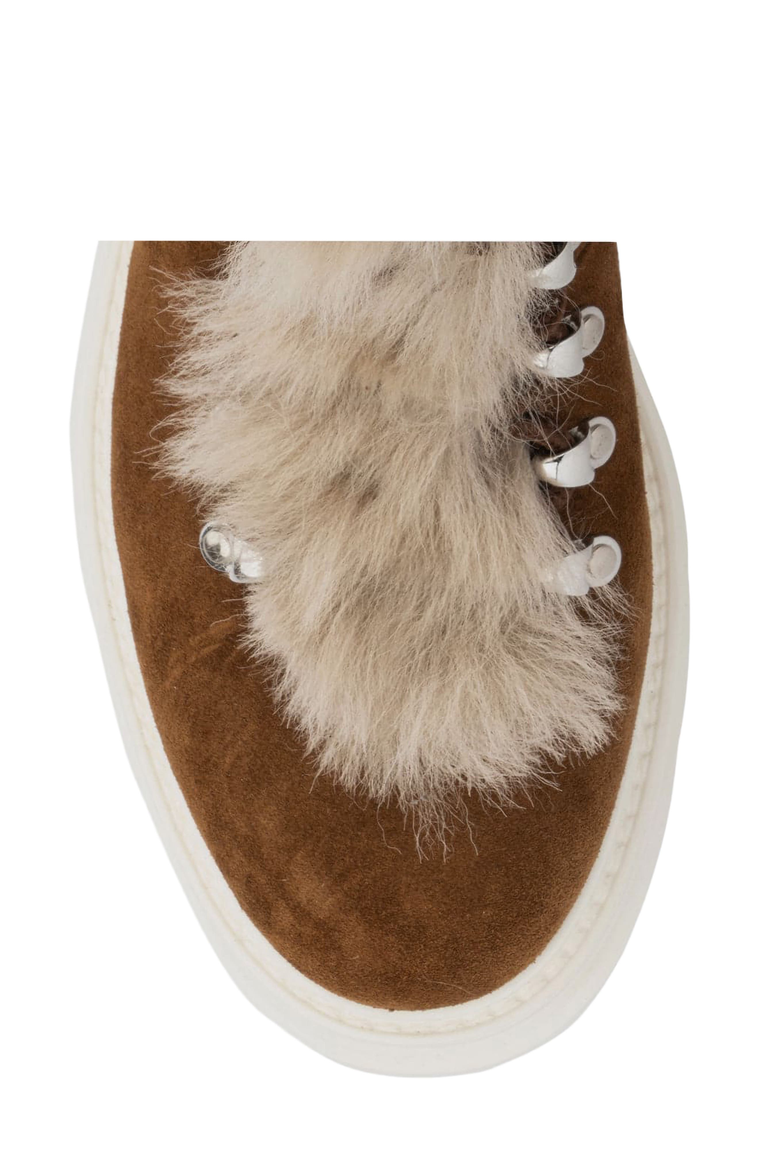 Aquatalia Ivanya Weatherproof Suede & Genuine Shearling Lug Boot, Alternate, color, Walnut