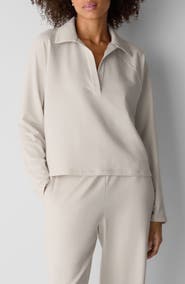 Eileen Fisher Raglan Sleeve Johnny Collar Knit Top