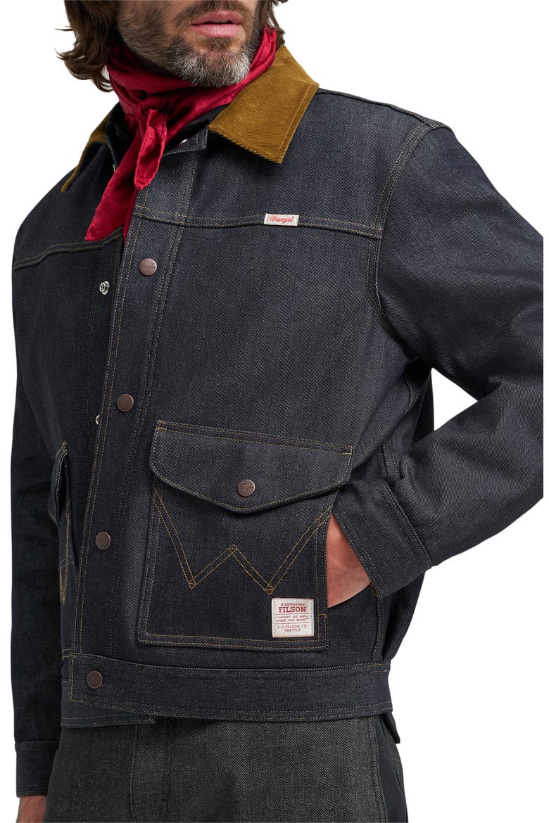 Filson X Wrangler Two-Tone Denim Work Jacket, Alternate, color, INDIGO