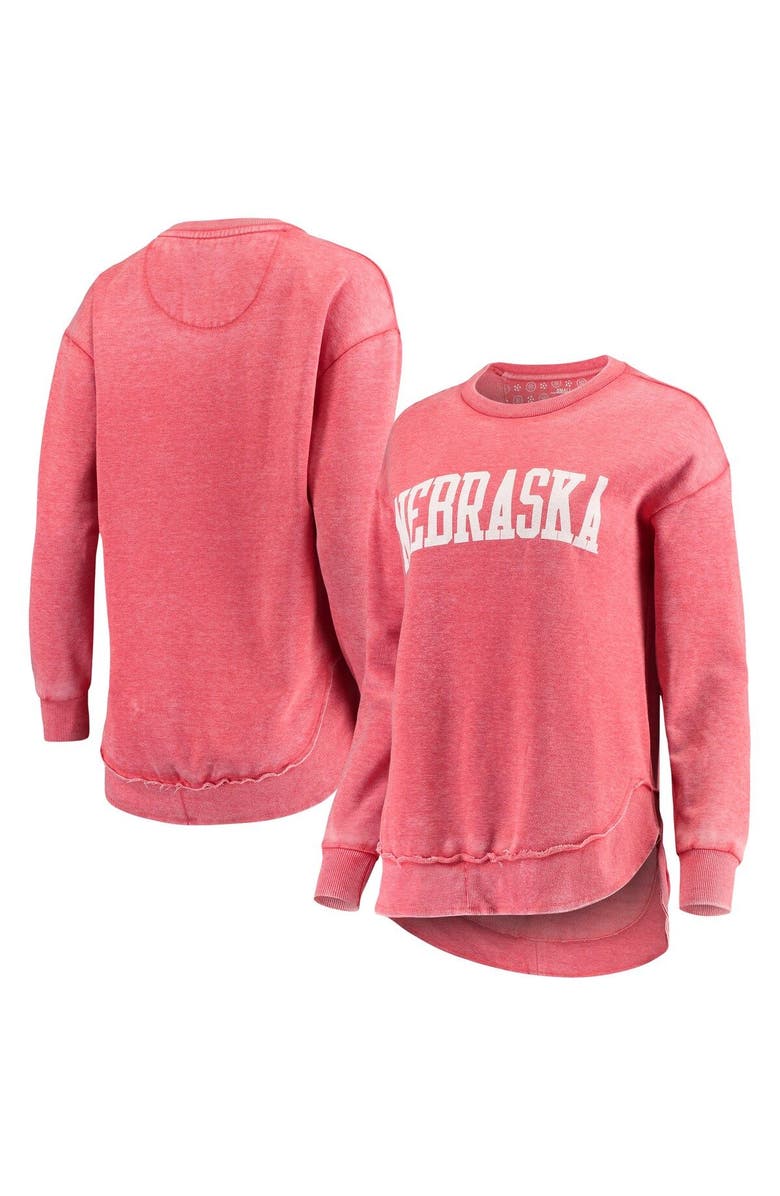 PRESSBOX Women's Pressbox Scarlet Nebraska Huskers Vintage Wash Pullover Sweatshirt, Alternate, color, Scarlet