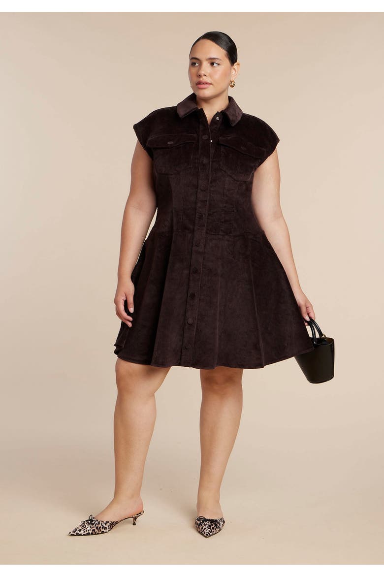 Corduroy Mini Dress, Alternate, color, CHOCOLATE PLUM