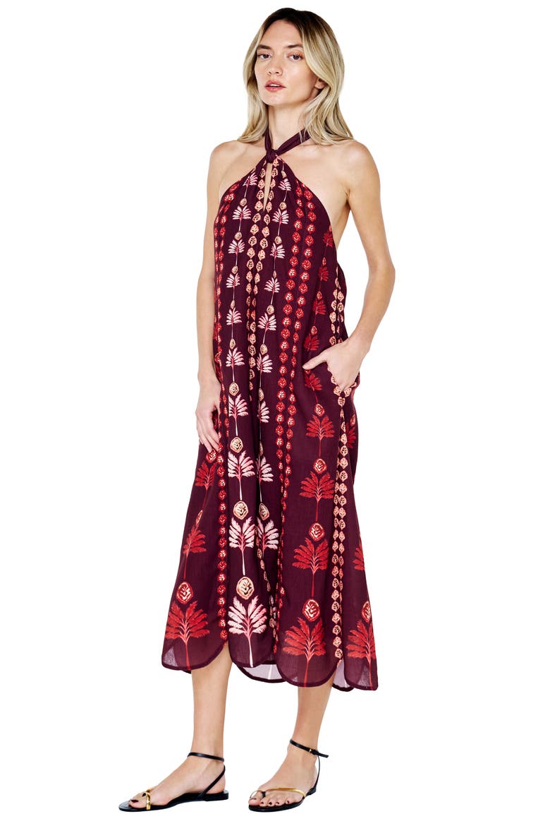 Eika Maxi Halter Dress, Alternate, color, PLUM MULTI
