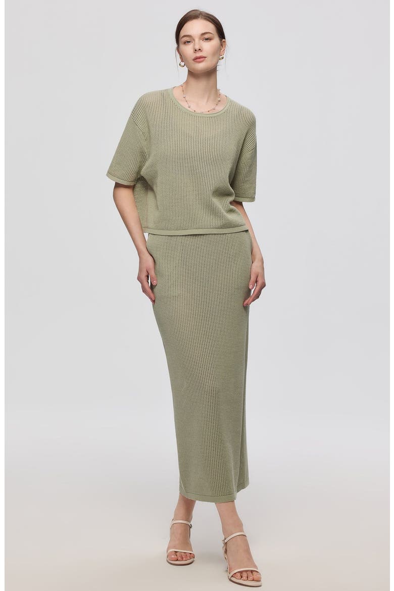 Marina Open Knit Skirt, Alternate, color, Light Sage