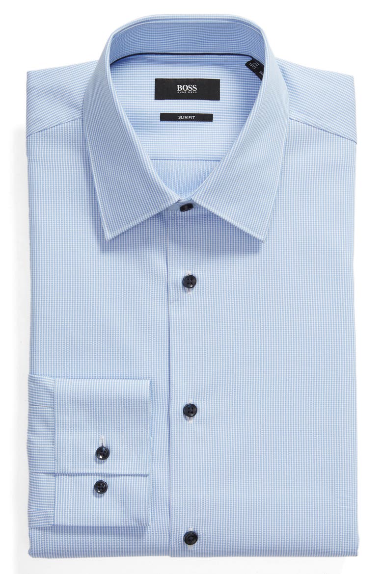 Jano Slim Fit Cotton Dress Shirt, Alternate, color, BLUE