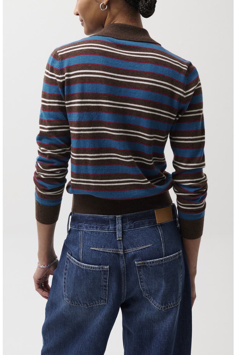Lyvia Stripe Merino Wool Cardigan, Alternate, color, TEALWOOD STRIPE