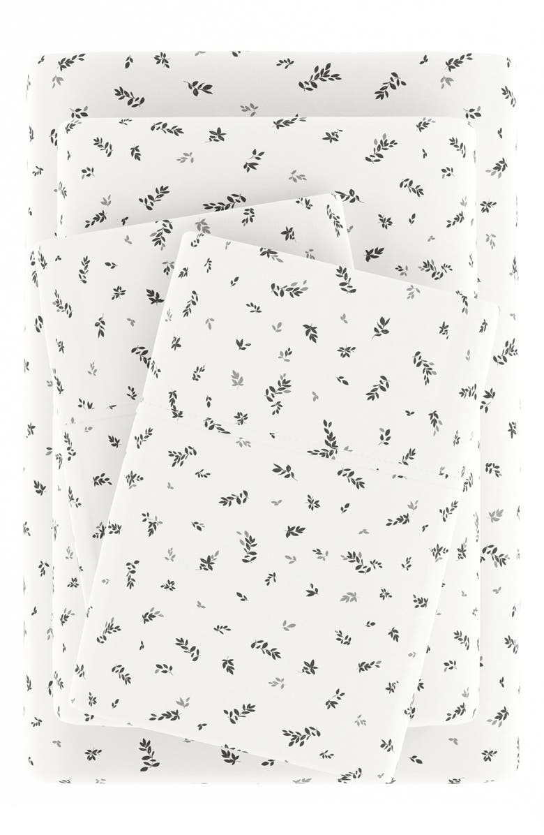 HOMESPUN HOME SPUN Premium Ultra Soft Spotted Leaves Pattern 4-Piece Bed Sheet Set, Alternate, color, Light Gray