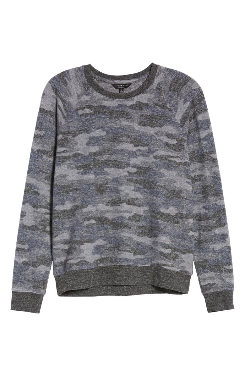 Lucky Brand Camo Crewneck Sweatshirt, Alternate, color,