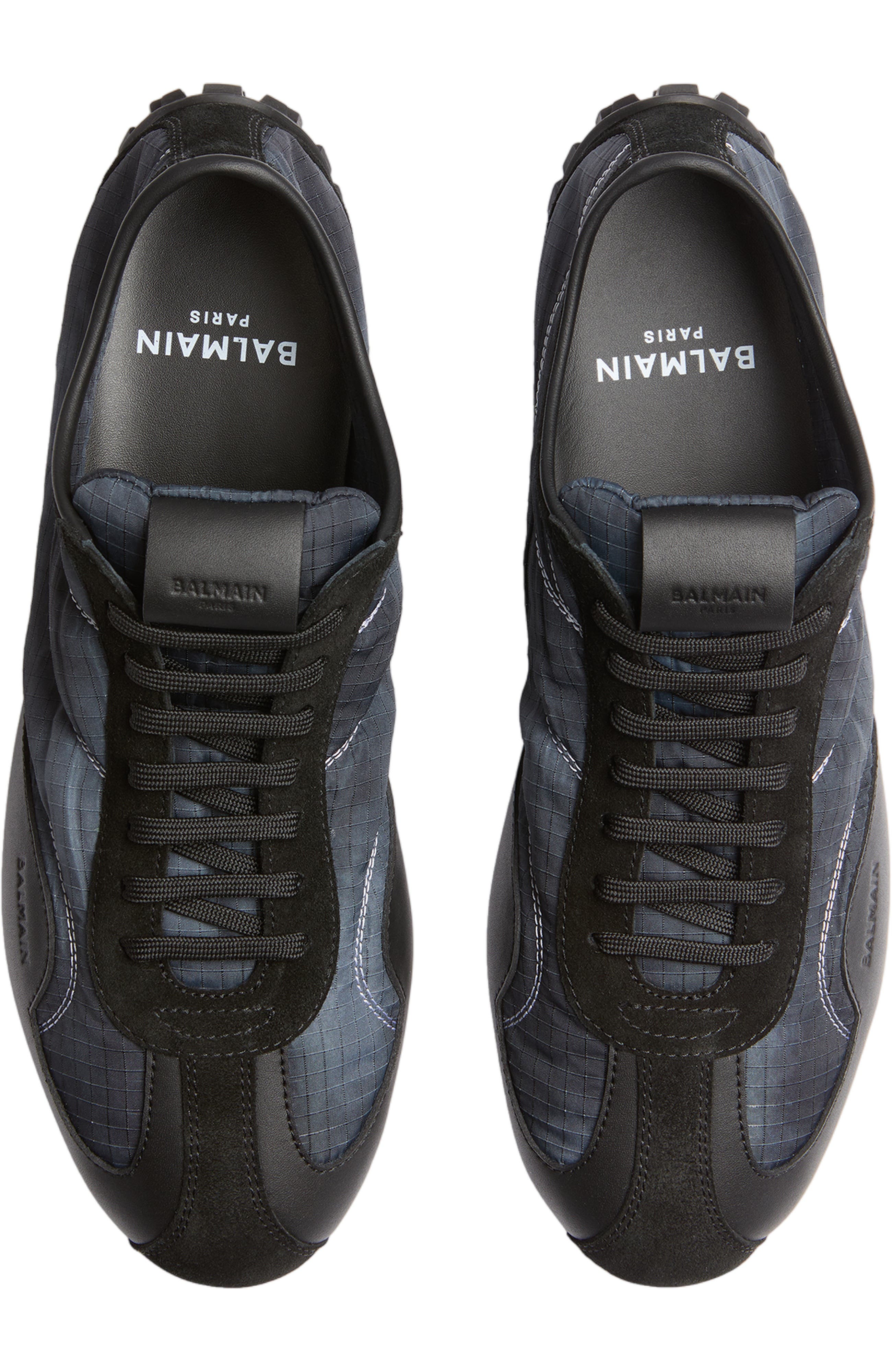 Racing Low trainers in nylon and leather, Alternate, color, black
