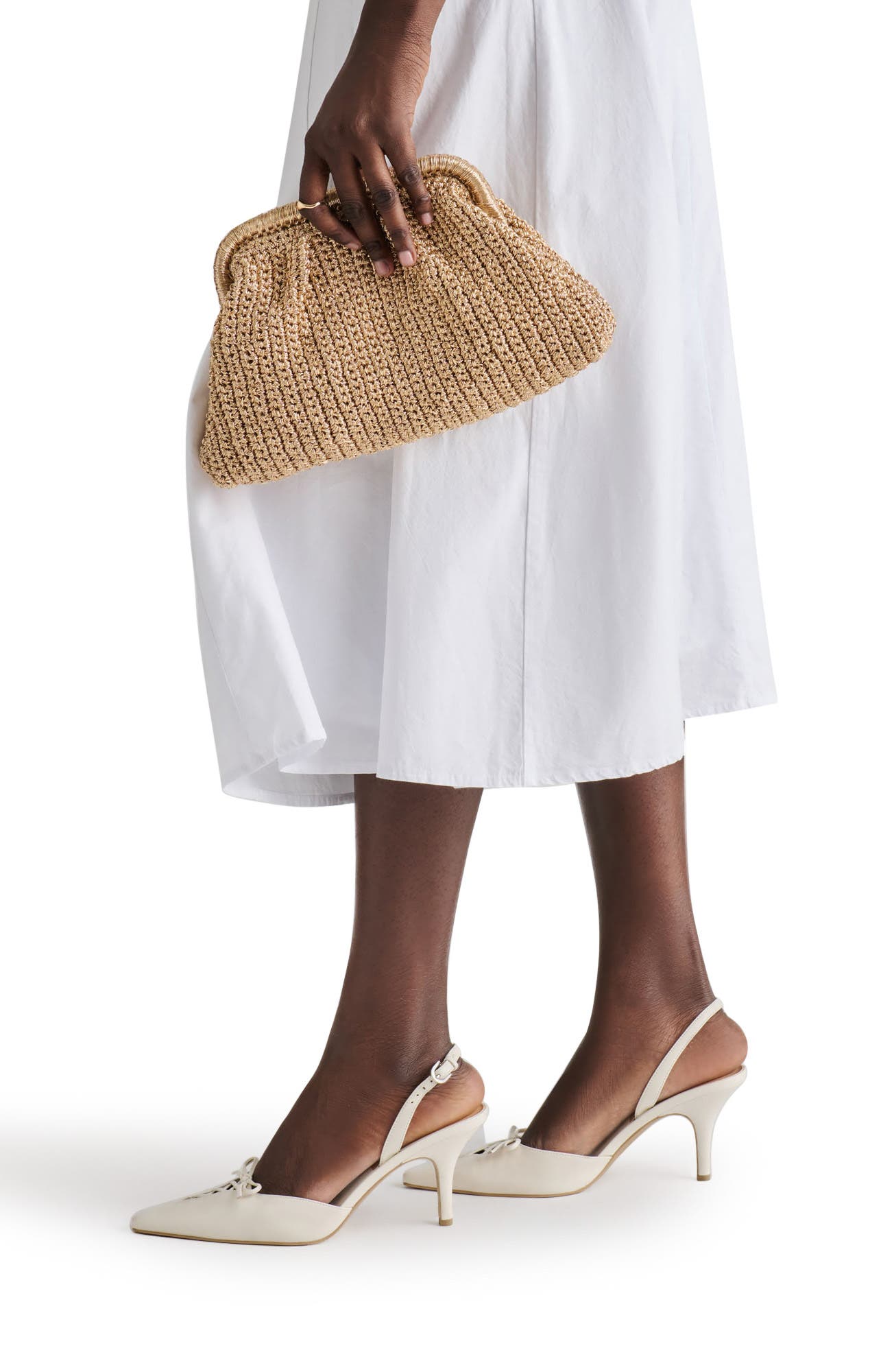 Dolce Vita Woven Frame Clutch, Alternate, color, Gold