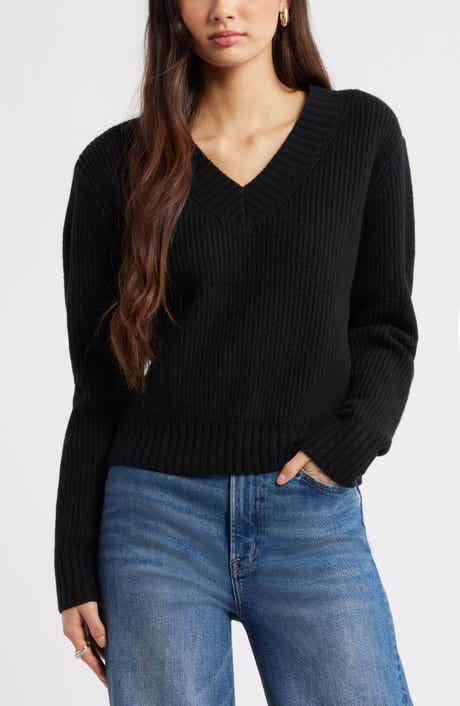 Open Edit Rib V-Neck Sweater