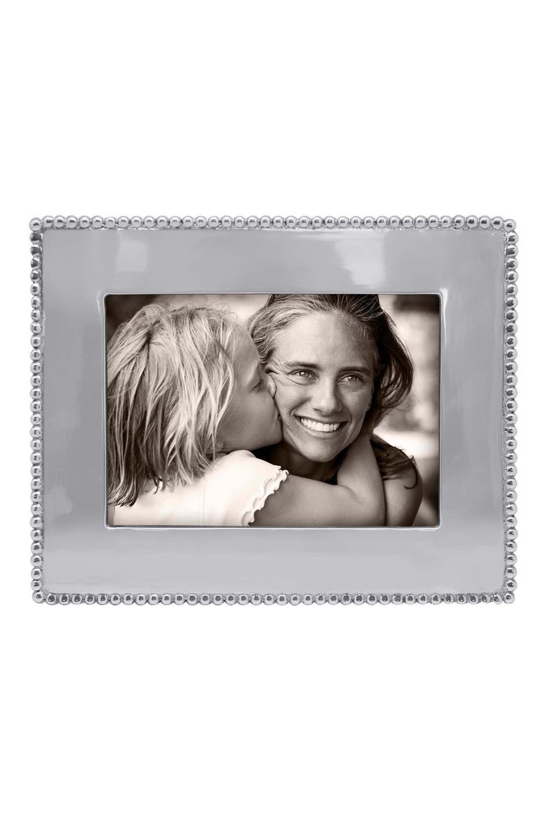 Beaded Recycled Aluminum Picture Frame, Main, color, SILVER