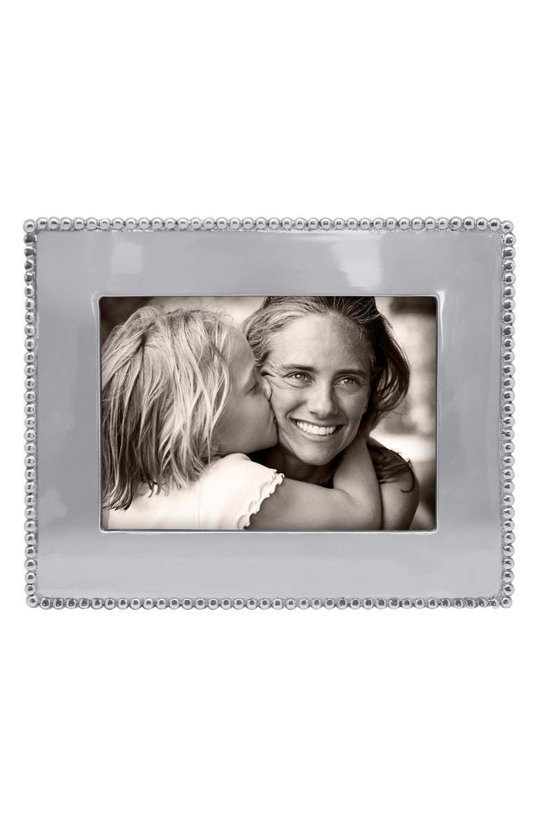 Mariposa Beaded Recycled Aluminum Picture Frame, Main, color, Silver