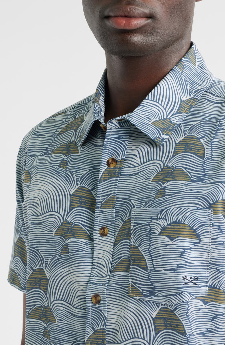 DARK SEAS Bobby Button-Up Shirt, Alternate, color, Navy/ Gold