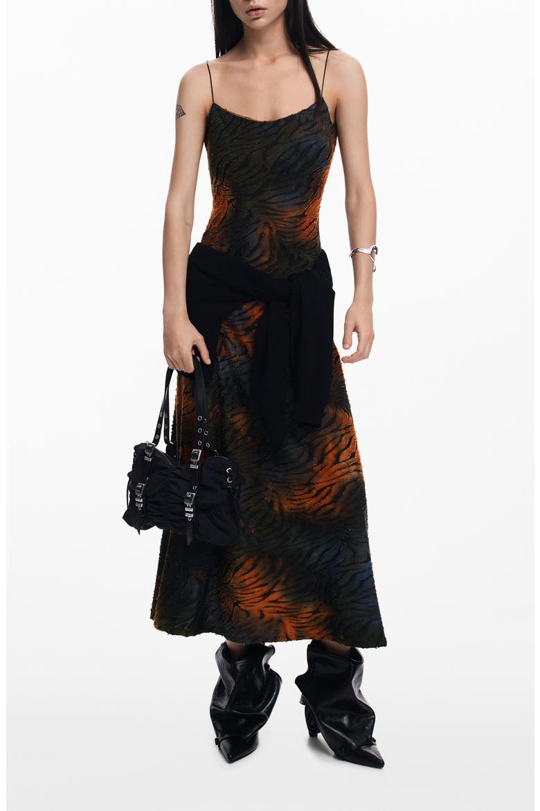 Tiger Stripe Slipdress, Main, color, GREEN