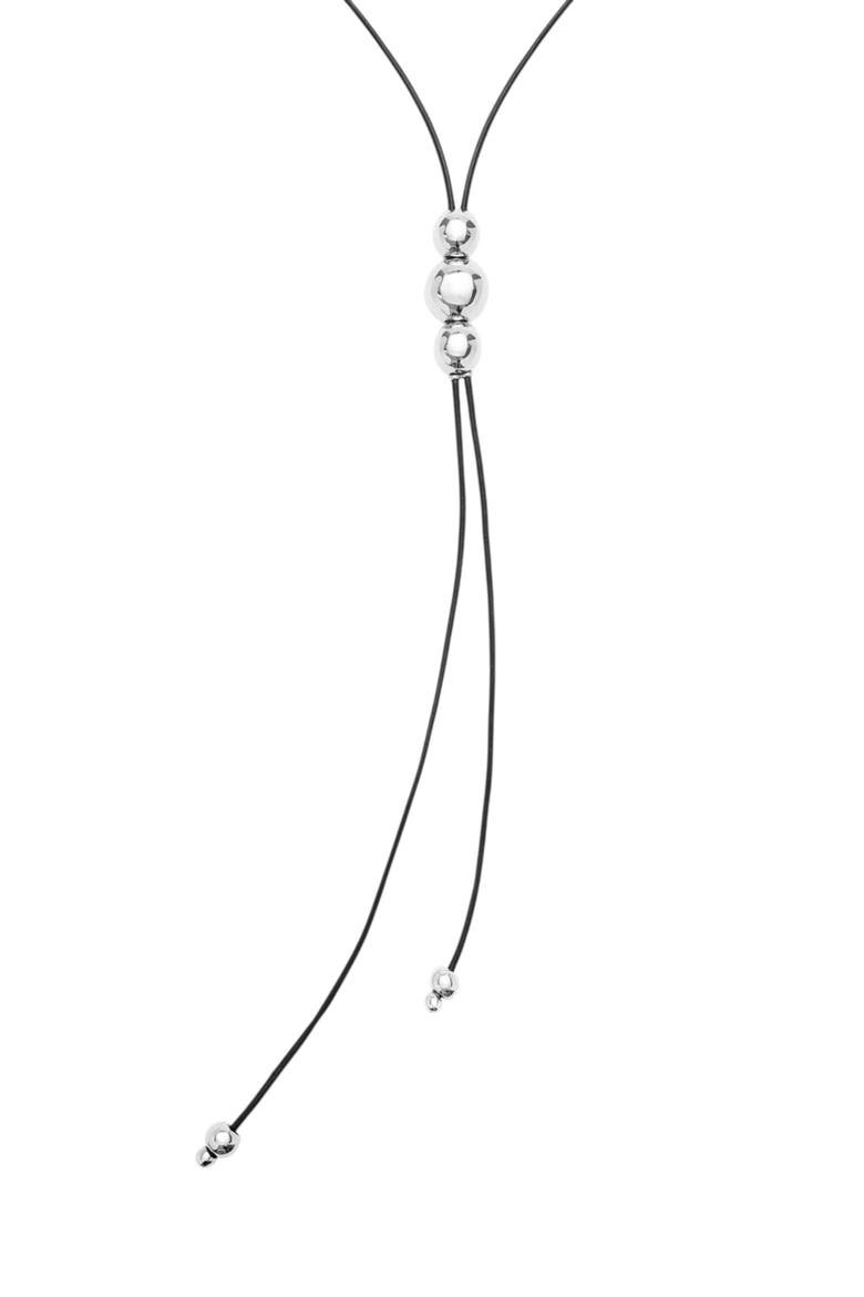 Triple-Bead Leather Necklace, Alternate, color, Silver