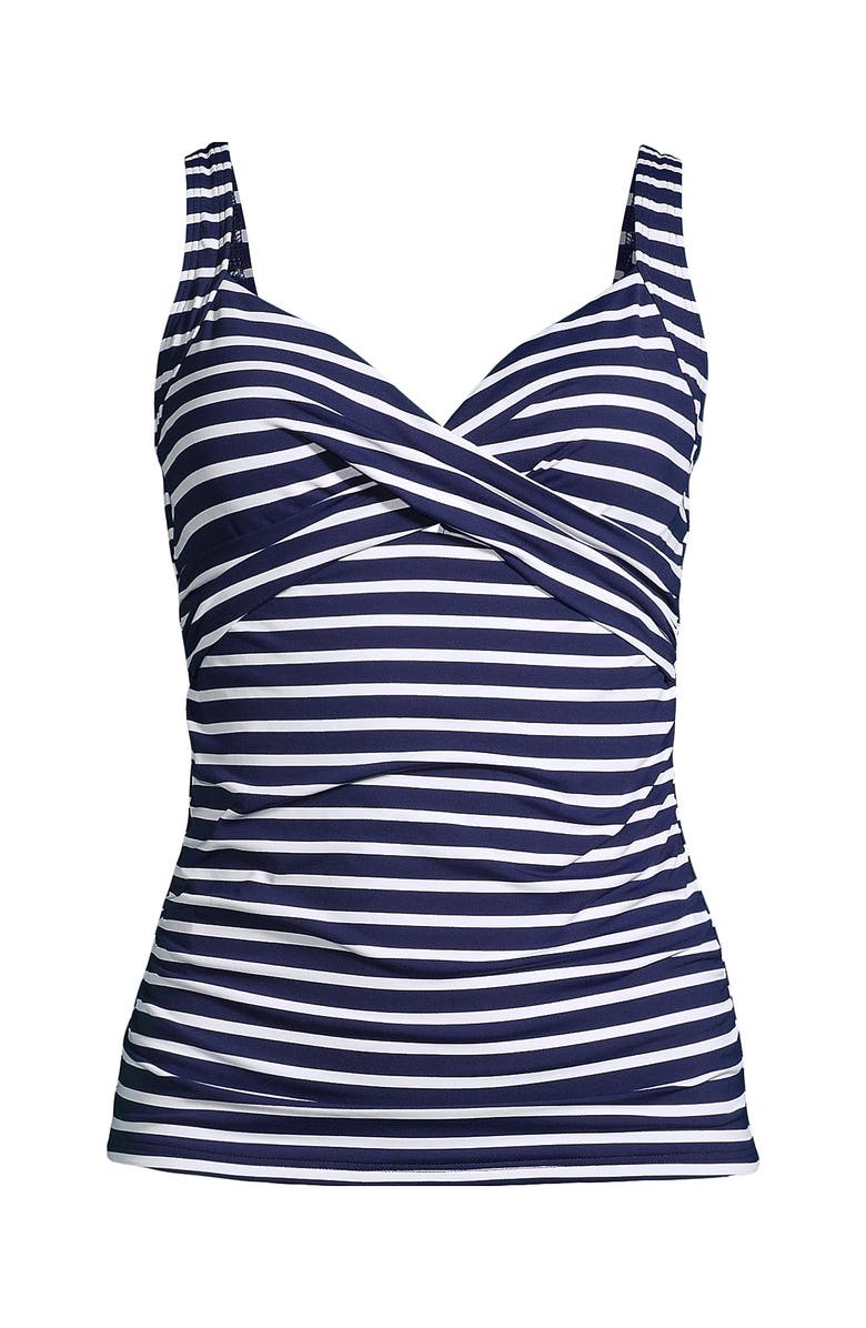 Lands' End Plus Size DDD-Cup V-Neck Wrap Underwire Tankini Swimsuit Top, Alternate, color, 