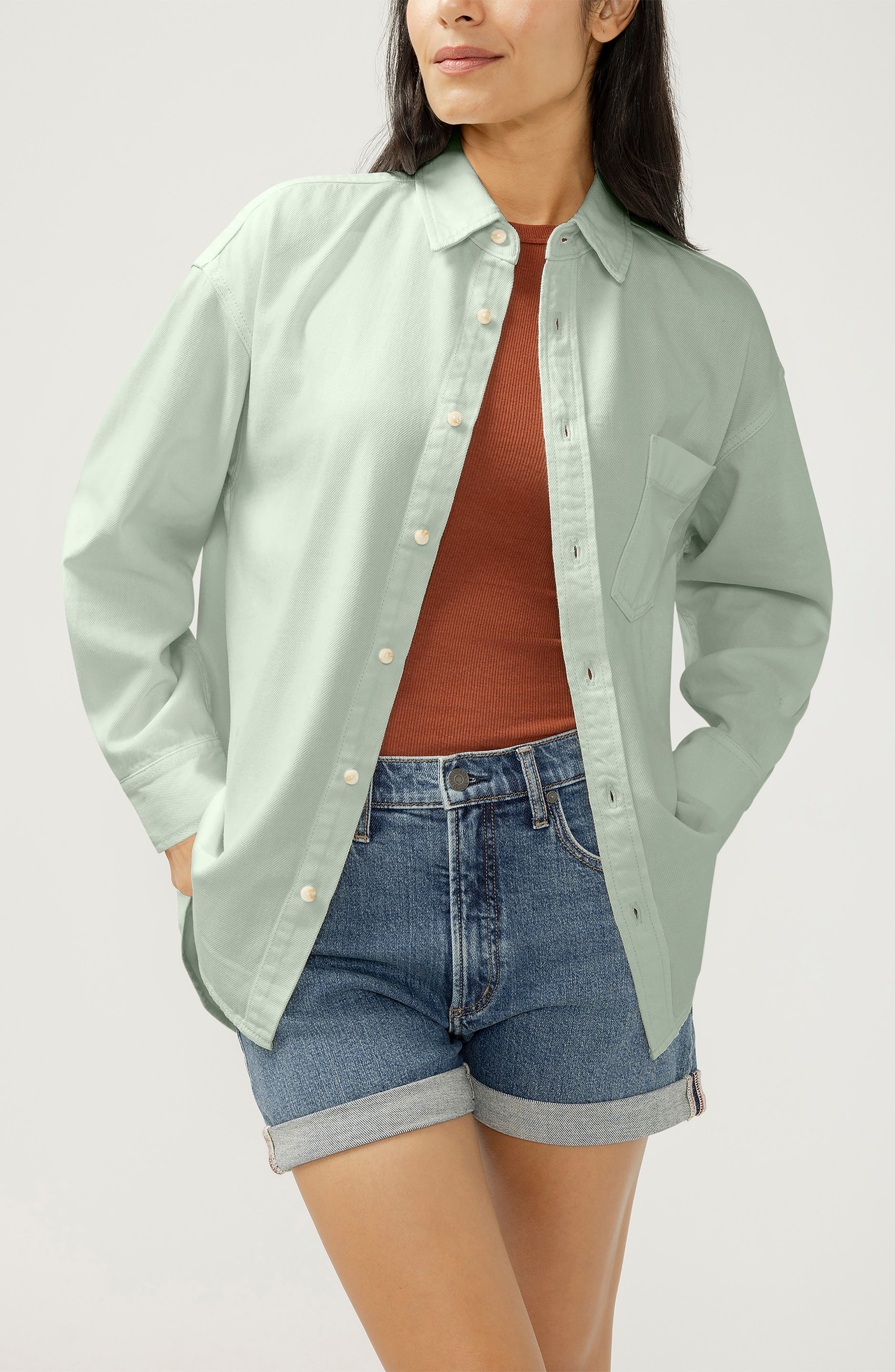 Denim Button-Up Beach Shirt - image 3