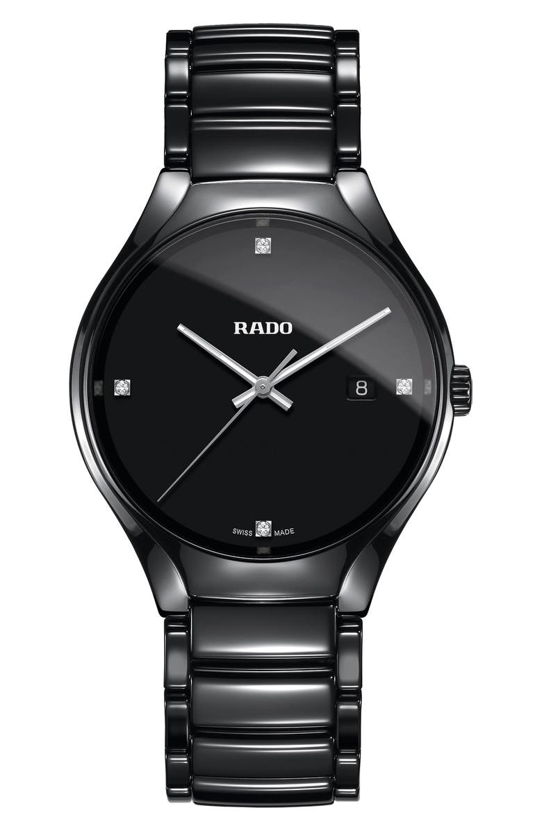 RADO True Diamond Ceramic Bracelet Watch, 40mm, Main, color, 