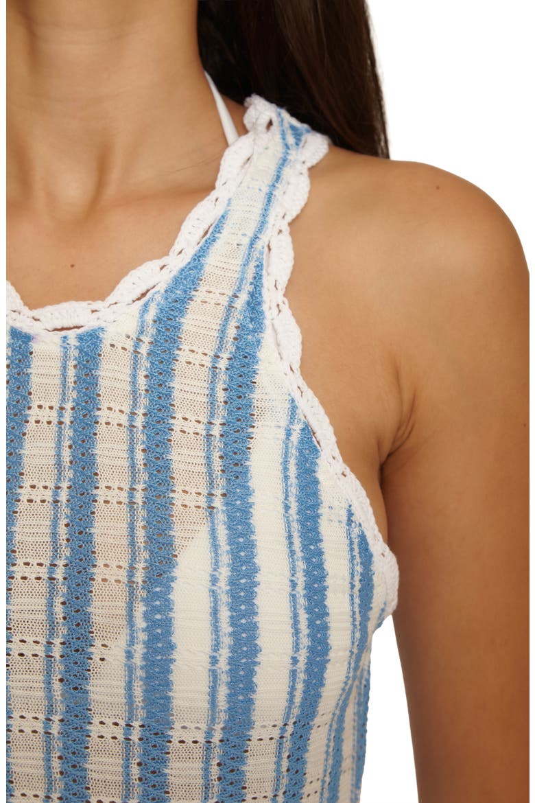 Beachy Stripe Open Stitch Cover-Up Dress, Alternate, color, SKY BLUE